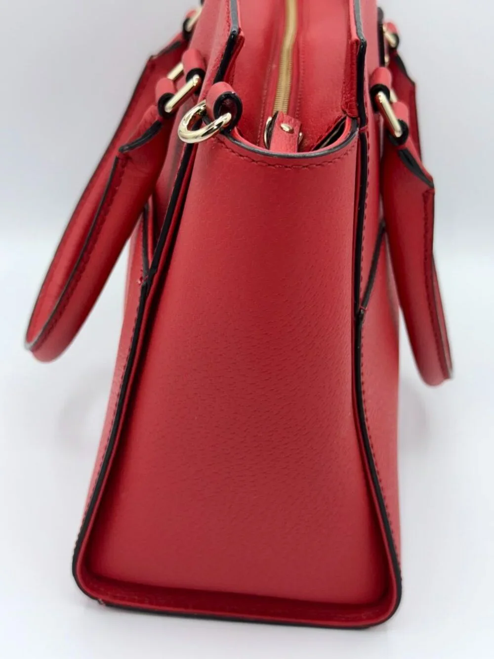Kate Spade New York Red Leather Satchel Handbag Gold Hardware
